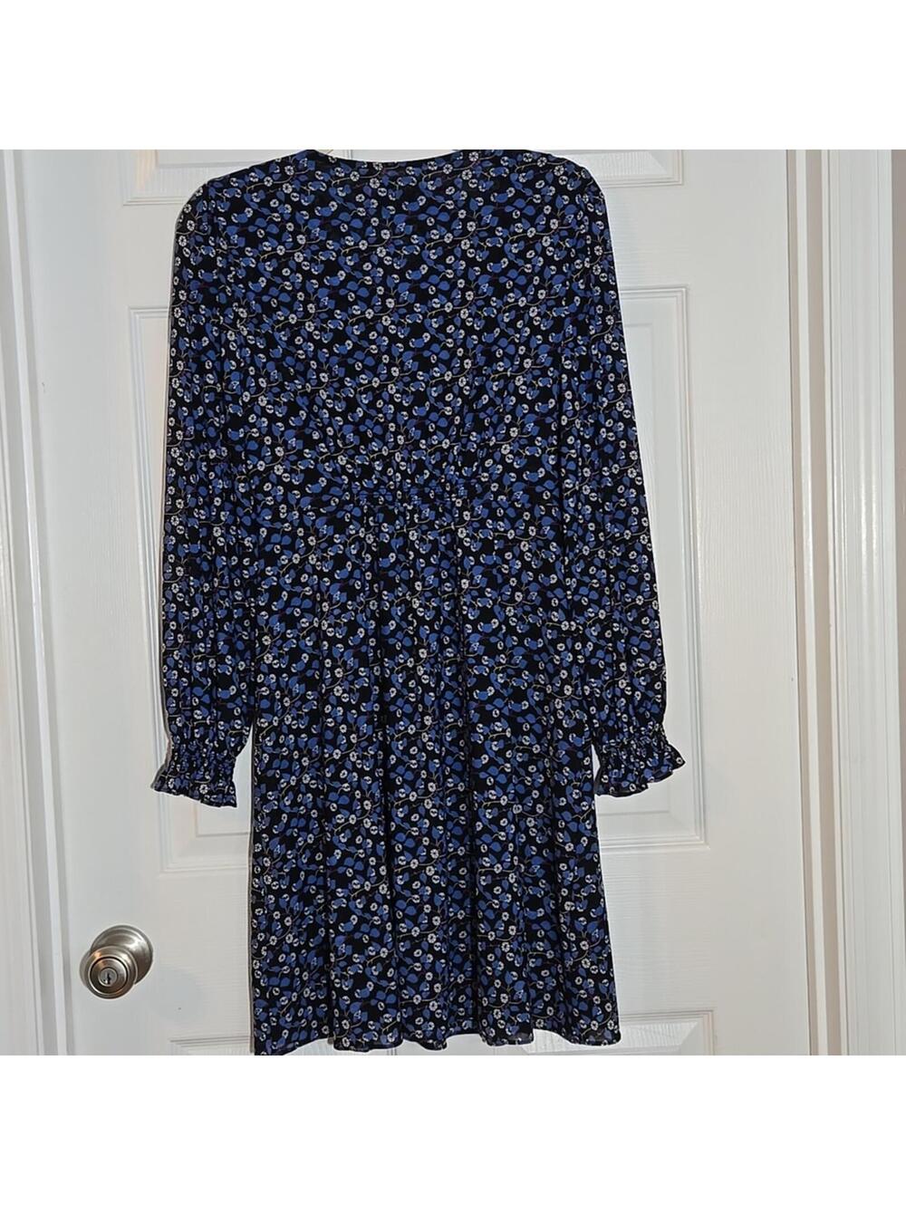 CAbi Blue Floral Long Sleeve Dress Size Small - Picture 6 of 6